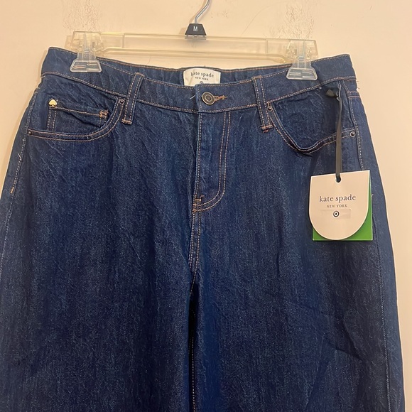 Kate Spade Large Hem Wide Leg Dark Wash Cropped Jeans Size 6 New - Picture 3 of 10